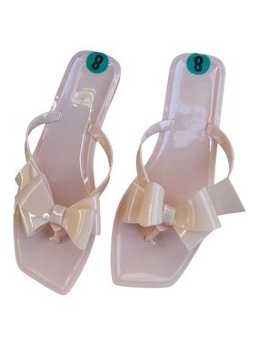 BCBGeneration Lima-2 Pink Bow Jelly Flip Flop Sandals